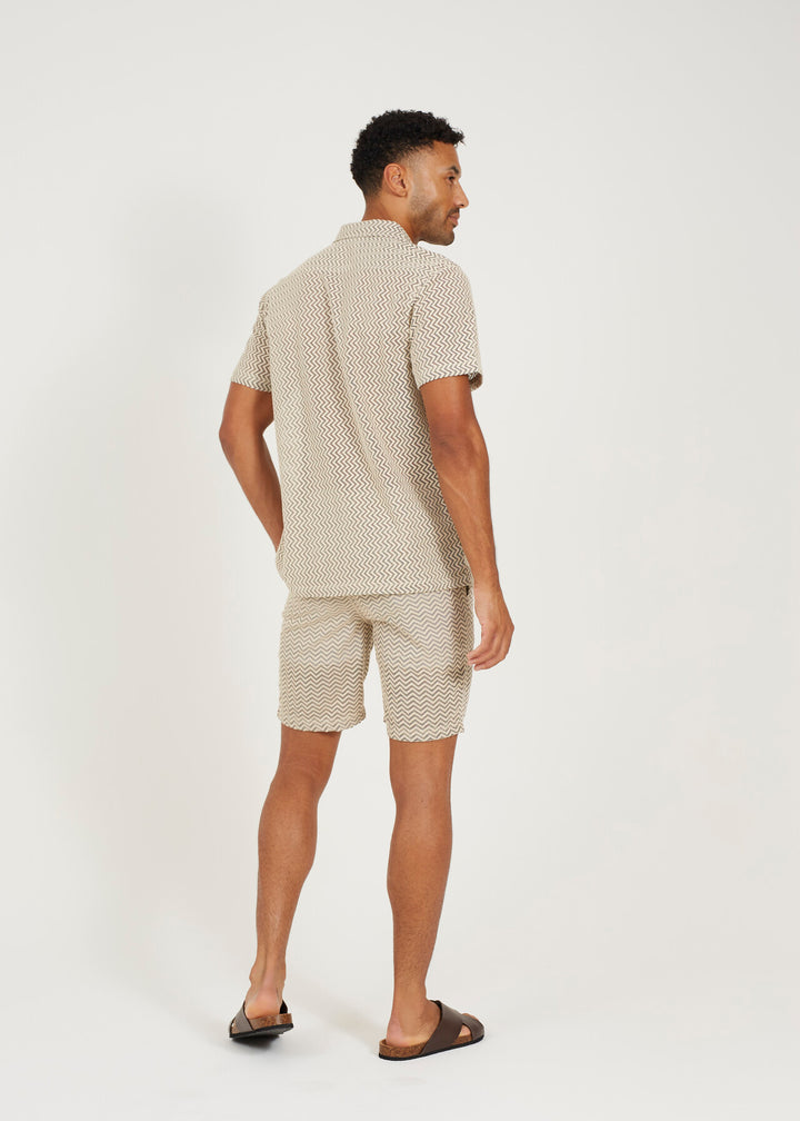 ZIG ZAG REGULAR FIT SHIRT, ECRU/BLACK
