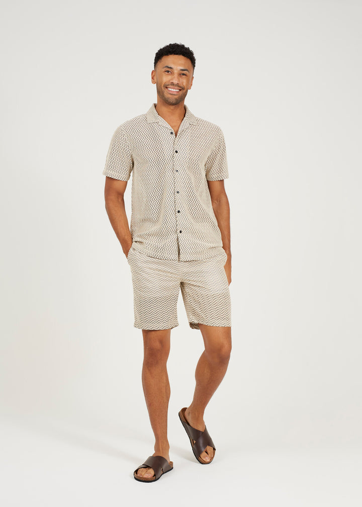 ZIG ZAG REGULAR FIT SHIRT, ECRU/BLACK