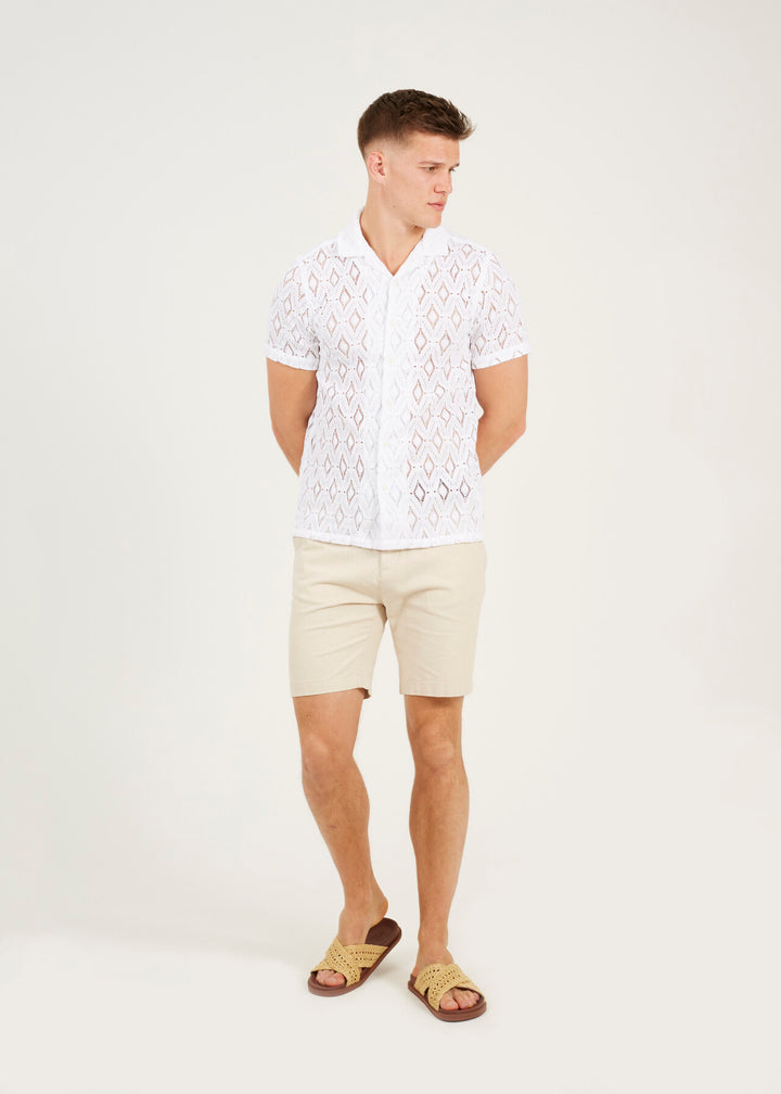SHEER PATTERN REGULAR FIT SHIRT, WHITE