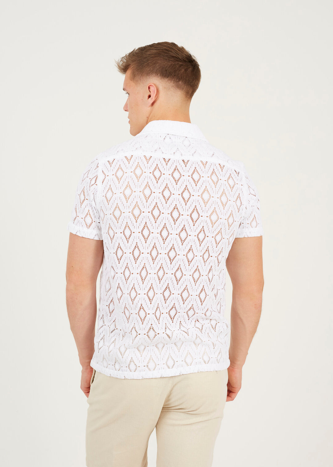 SHEER PATTERN REGULAR FIT SHIRT, WHITE