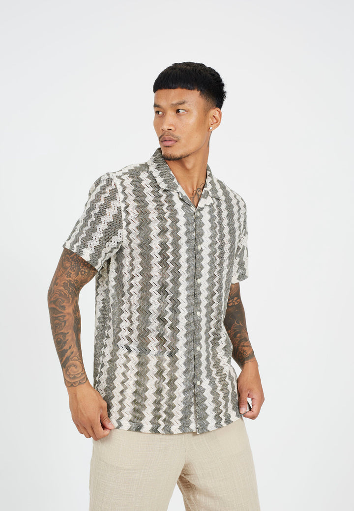 ABSTRACT STRIPE BUTTON DOWN SHIRT