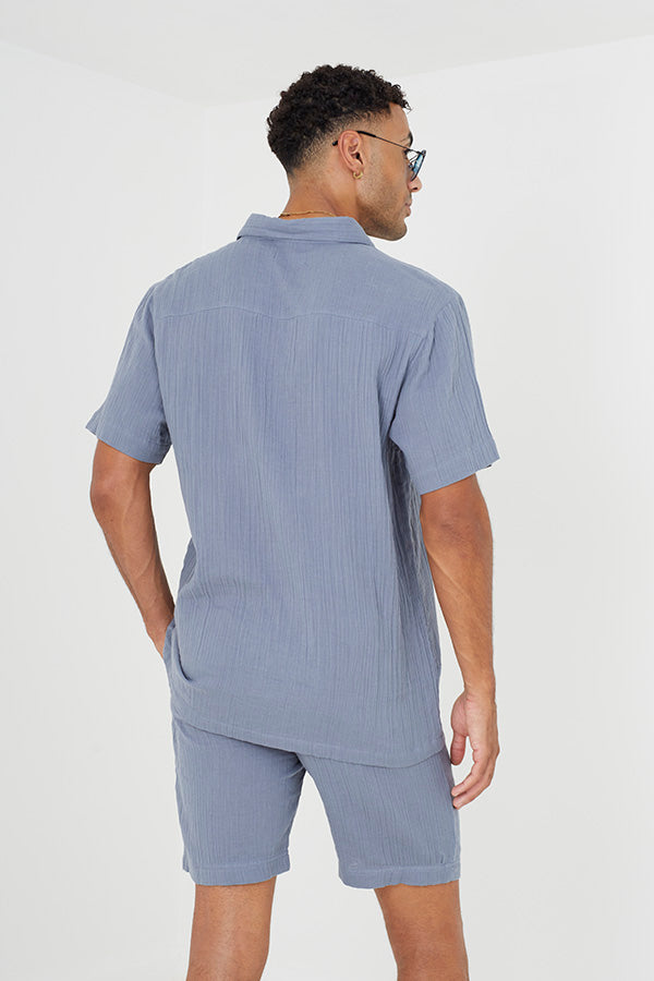 SHORT SLEEVE SHIRT WTH CRIMP EFFECT