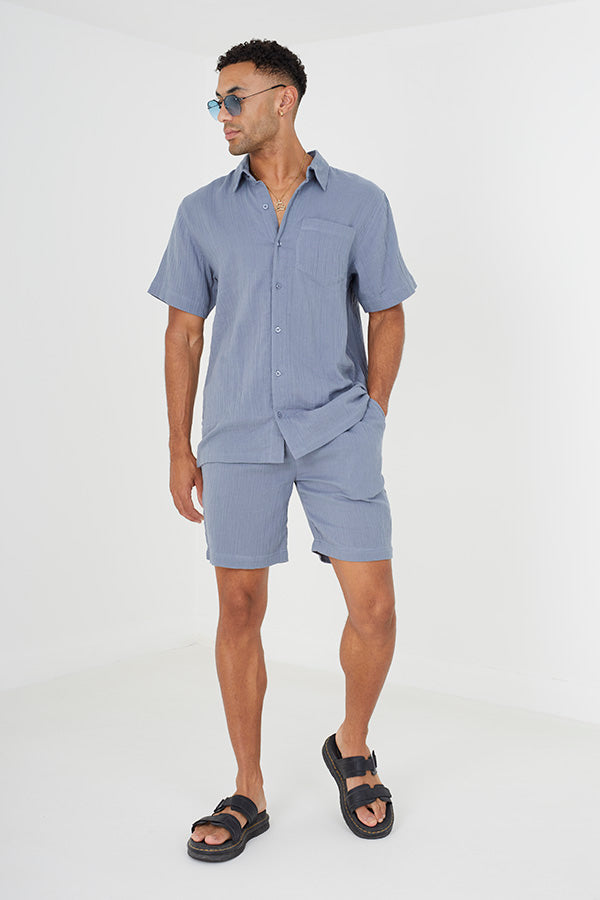SHORT SLEEVE SHIRT WTH CRIMP EFFECT