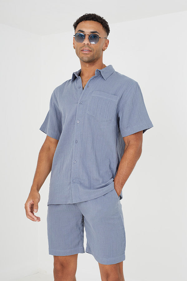 SHORT SLEEVE SHIRT WTH CRIMP EFFECT