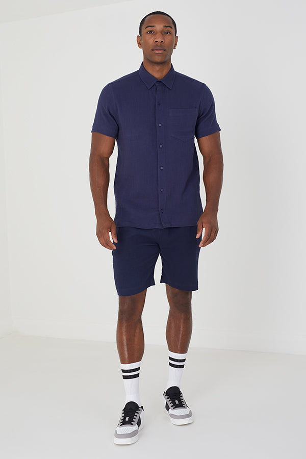 SHORT SLEEVE SHIRT WTH CRIMP EFFECT