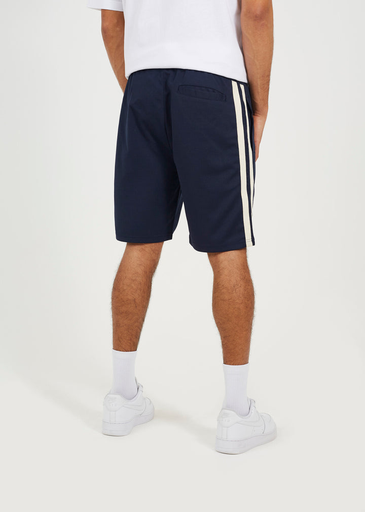 DOUBLE KNITTED TAPE STRIPE JERSEY SHORTS, NAVY