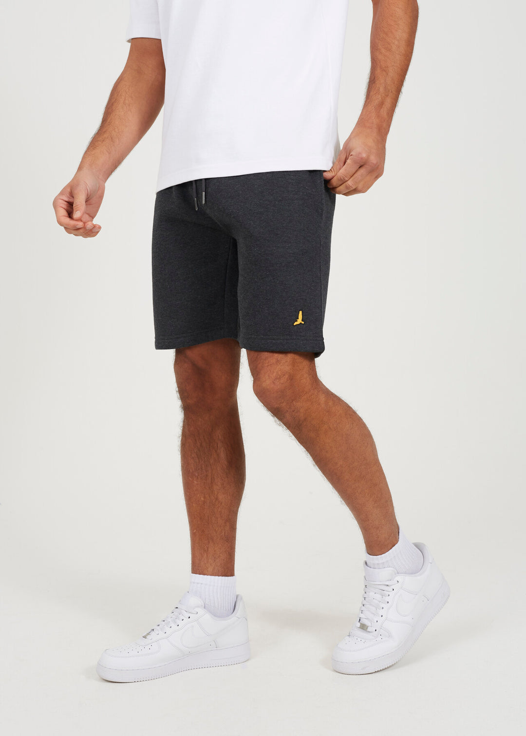 EMBROIDERED BIRD JOGGING SHORTS, BLACK/NAVY/GREY/CHARCOAL