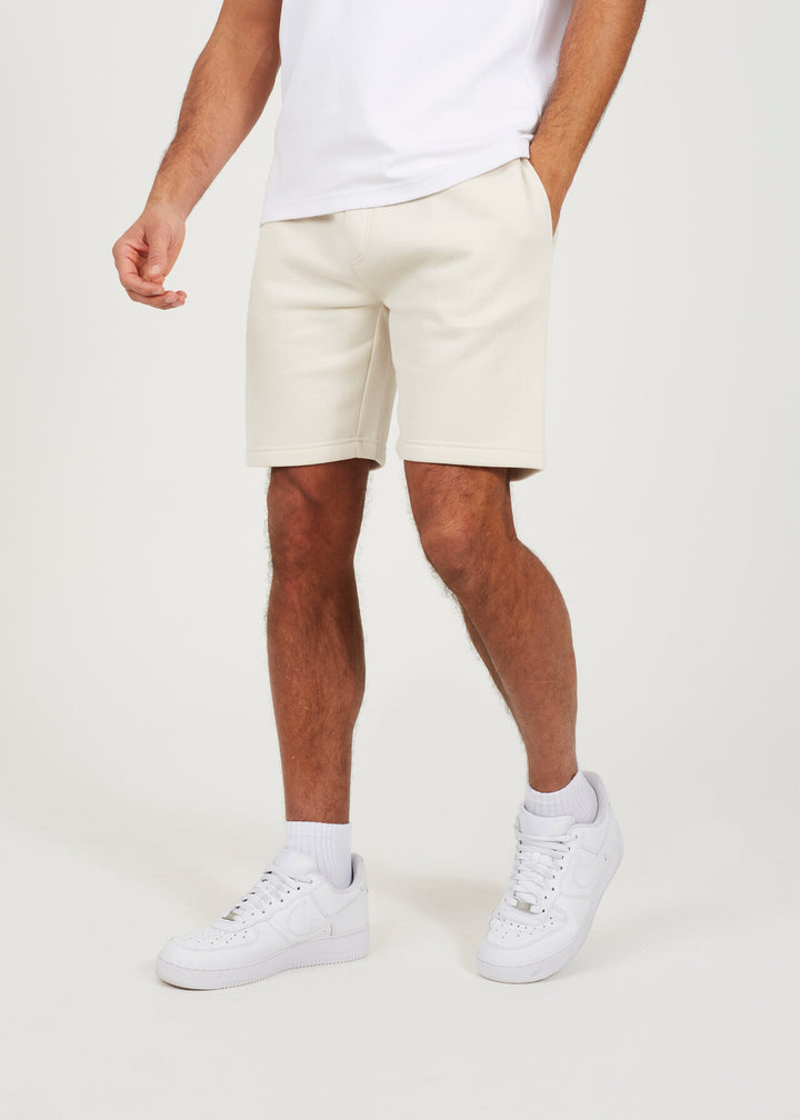 JERSEY ELASTICATED WAIST SHORTS, PLASTER