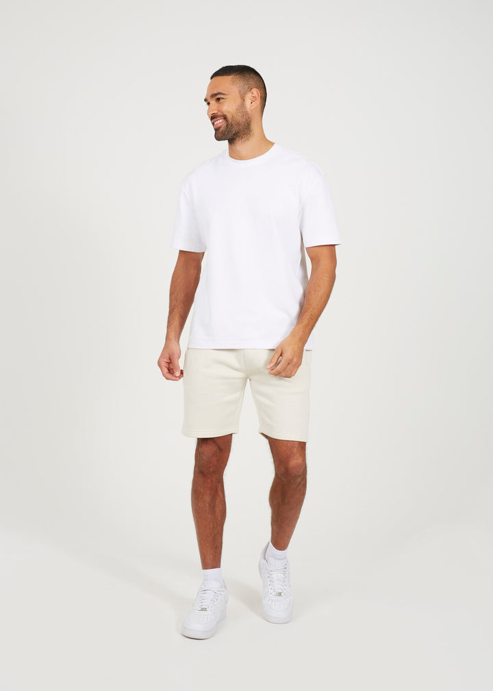 JERSEY ELASTICATED WAIST SHORTS, PLASTER