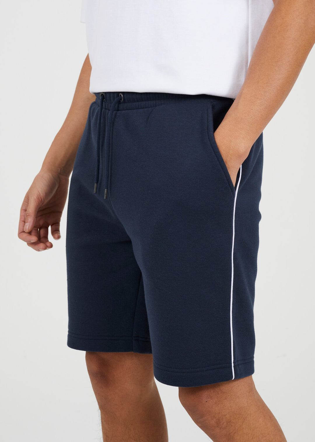 SIDE STRIPE JERSEY SHORTS, NAVY
