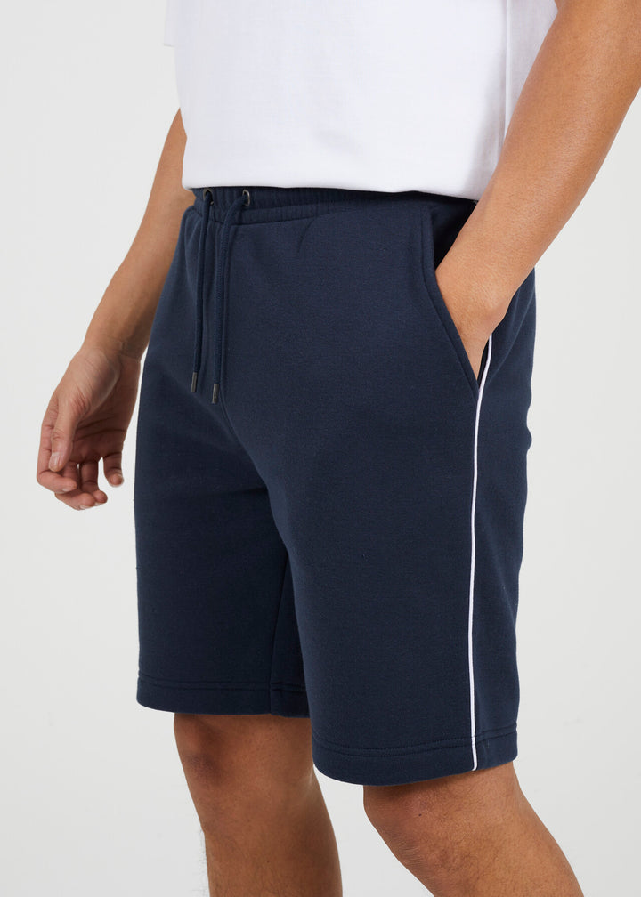 SIDE STRIPE JERSEY SHORTS, NAVY