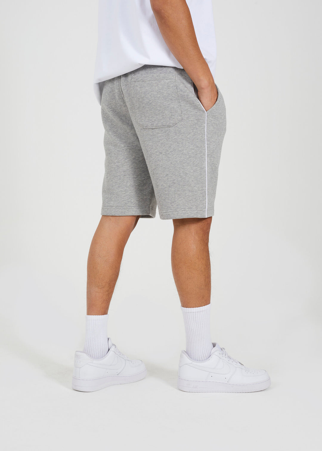 SIDE STRIPE JERSEY SHORTS, LIGHT GREY MARL