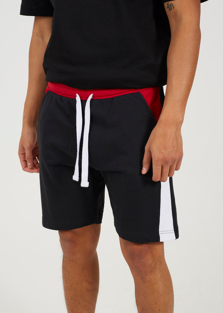 STRIPED SIDE DETAIL DRAWSTRING JERSEY SHORTS
