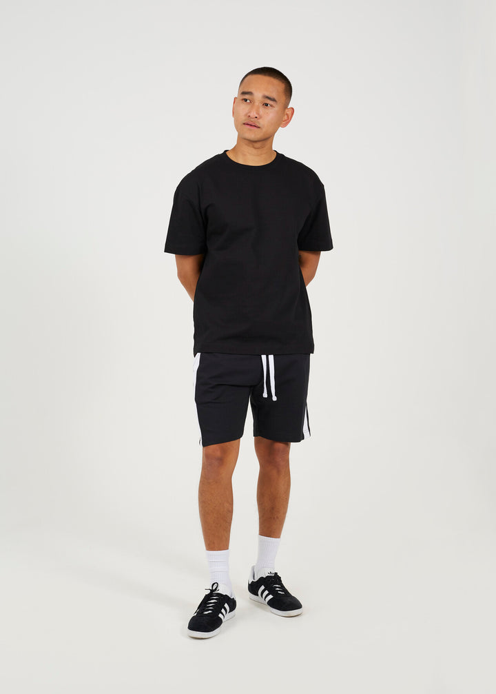 STRIPED SIDE DETAIL DRAWSTRING JERSEY SHORTS