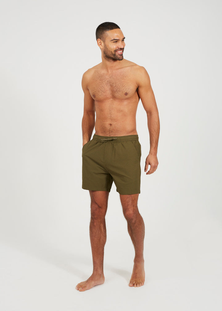 SEERSUCKER TIE WAIST SWIM SHORTS