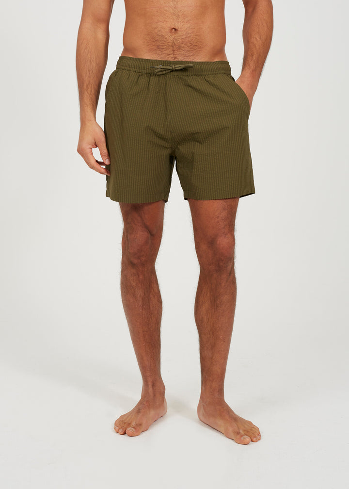 SEERSUCKER TIE WAIST SWIM SHORTS