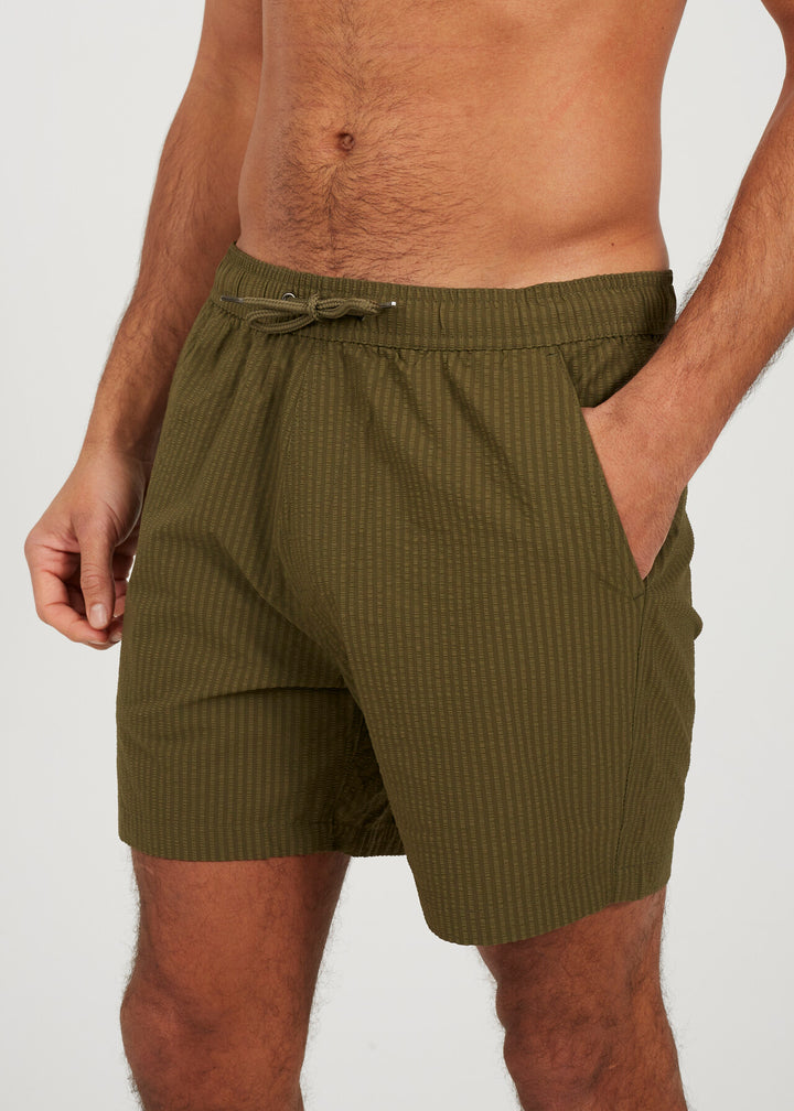 SEERSUCKER TIE WAIST SWIM SHORTS