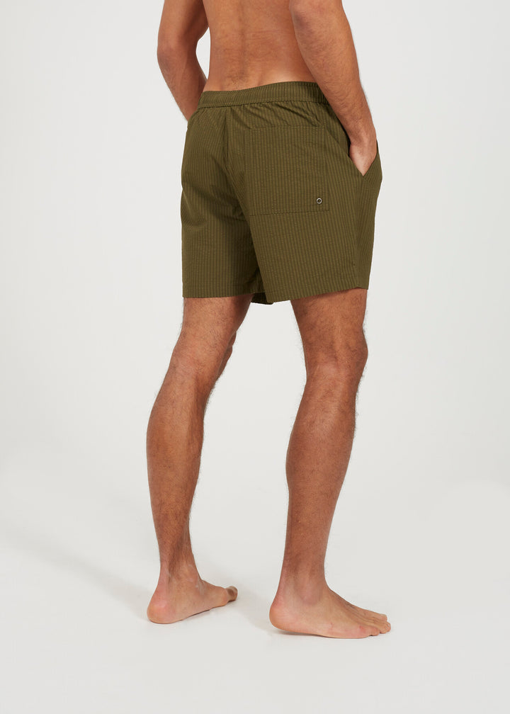 SEERSUCKER TIE WAIST SWIM SHORTS