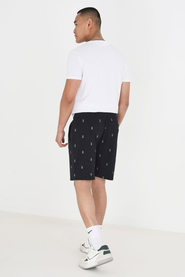PINEAPPLE PRINT NAVY JERSEY SHORTS