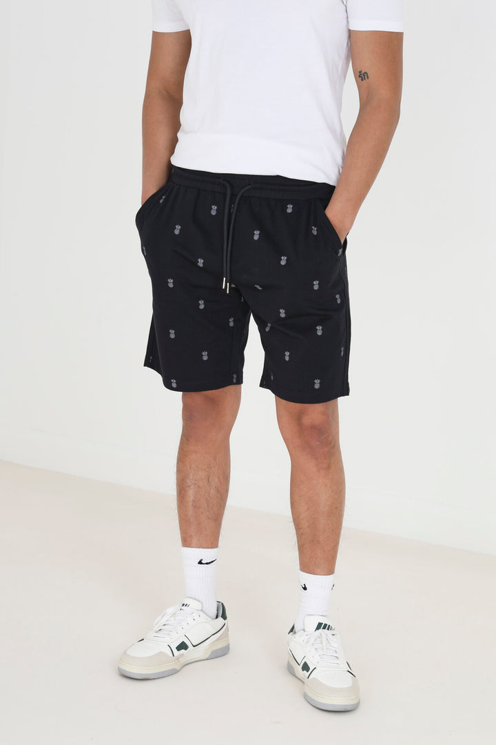 PINEAPPLE PRINT NAVY JERSEY SHORTS
