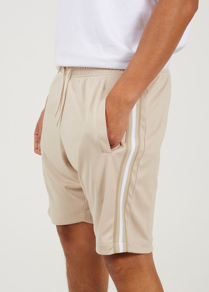 STONE SIDE TRIPE DETAIL TRICOT SHORTS