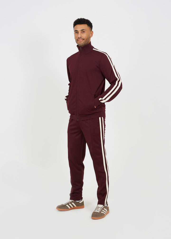 FUNNEL NECK FULL ZIP TRACK TOP, BURGANDY