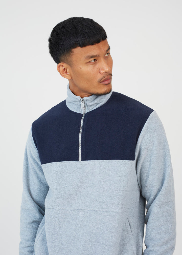 QUARTER ZIP FUNNEL NECK COLOURBLOCK FLEECE