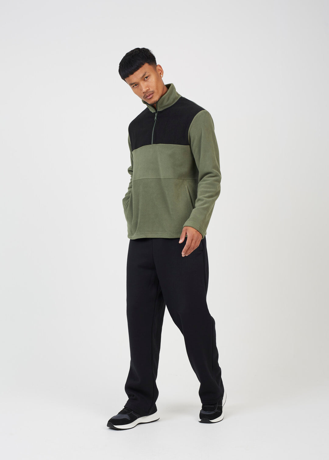 QUARTER ZIP FUNNEL NECK COLOURBLOCK FLEECE