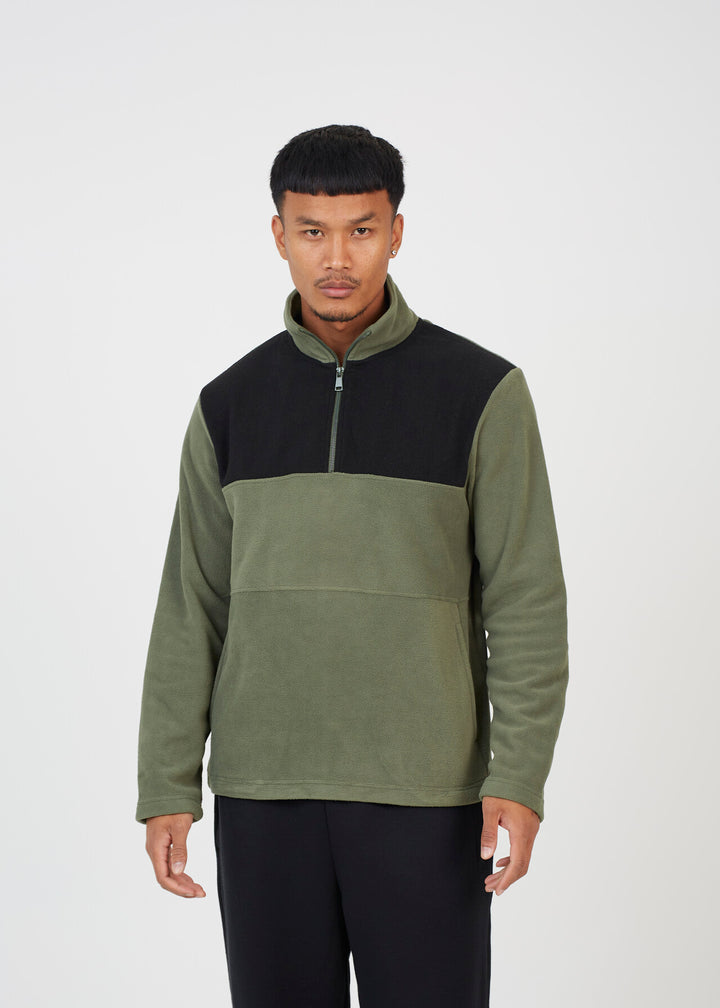QUARTER ZIP FUNNEL NECK COLOURBLOCK FLEECE