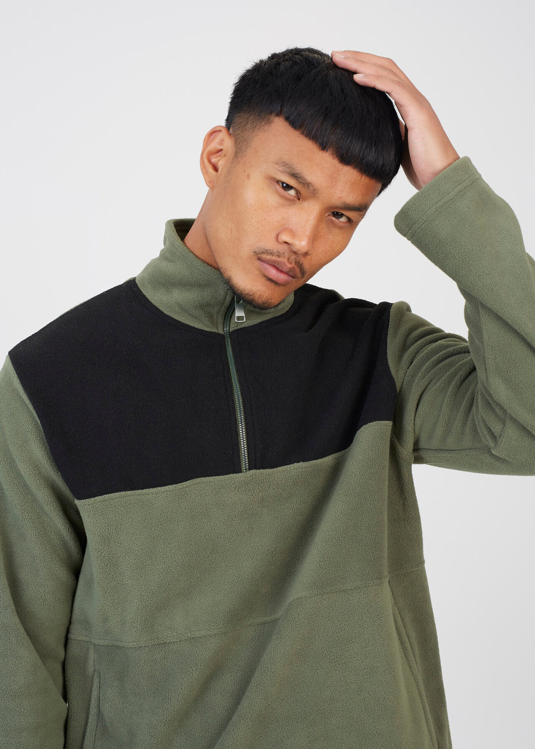QUARTER ZIP FUNNEL NECK COLOURBLOCK FLEECE