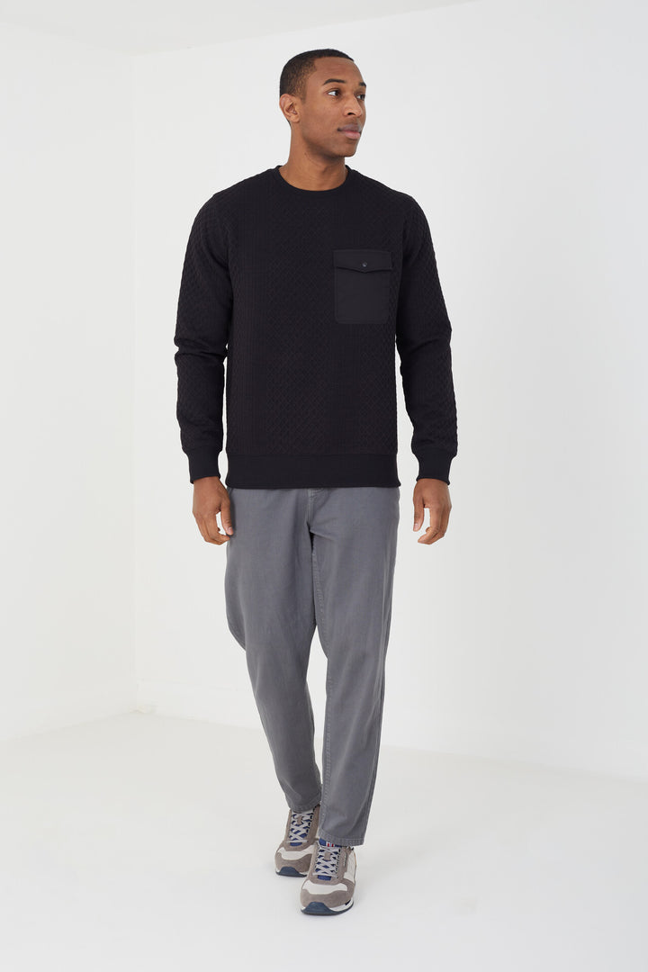 JACQUARD PATTERN SWEAT WITH CHEST POCKET