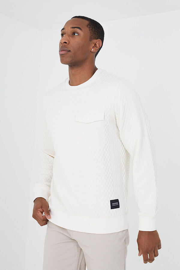 JACQUARD PATTERN SWEAT WITH CHEST POCKET