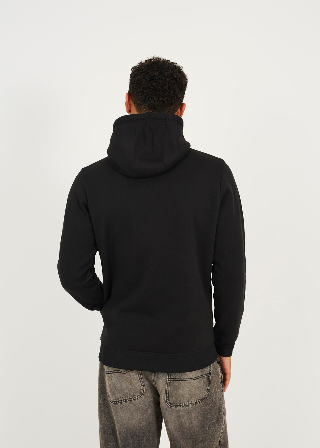 KANGAROO POCKET CROSS OVER HOODY, JET BLACK
