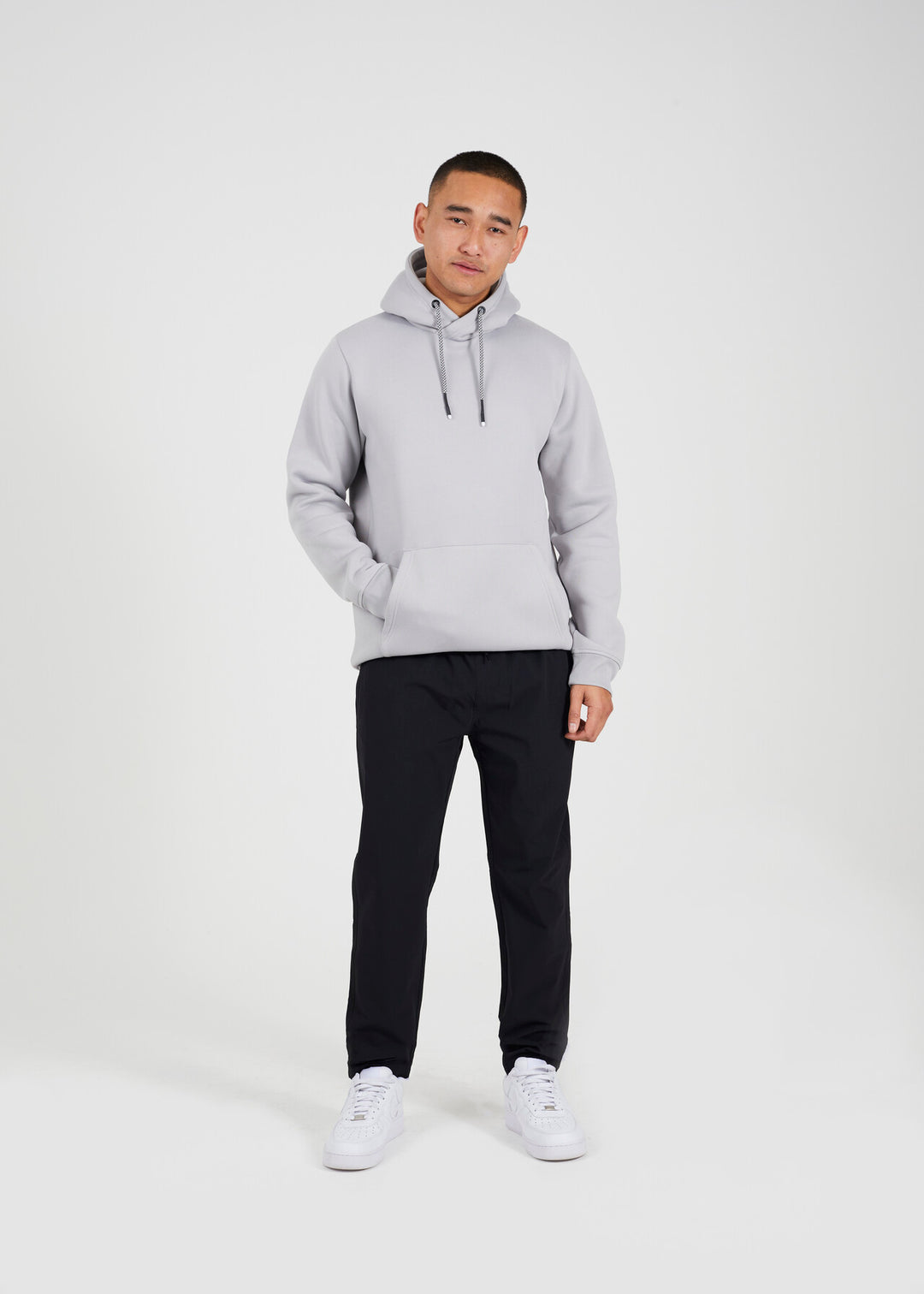 KANGAROO POCKET CROSS OVER HOODY, STORM GREY