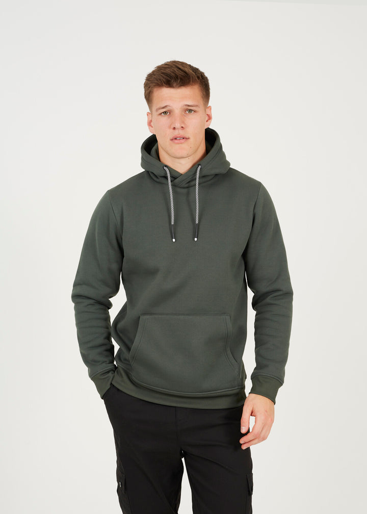 KANGAROO POCKET CROSS OVER HOODY, FOREST GREEN
