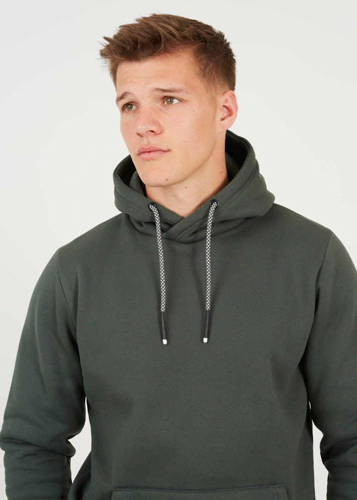 KANGAROO POCKET CROSS OVER HOODY, FOREST GREEN