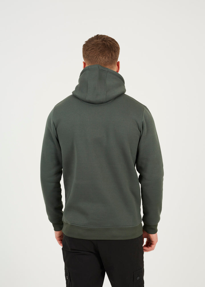 KANGAROO POCKET CROSS OVER HOODY, FOREST GREEN