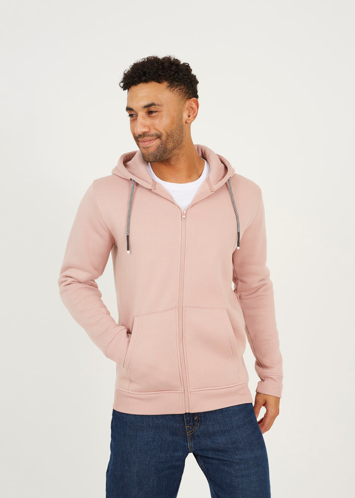 ZIP THROUGH HOODY, DUSKY PINK