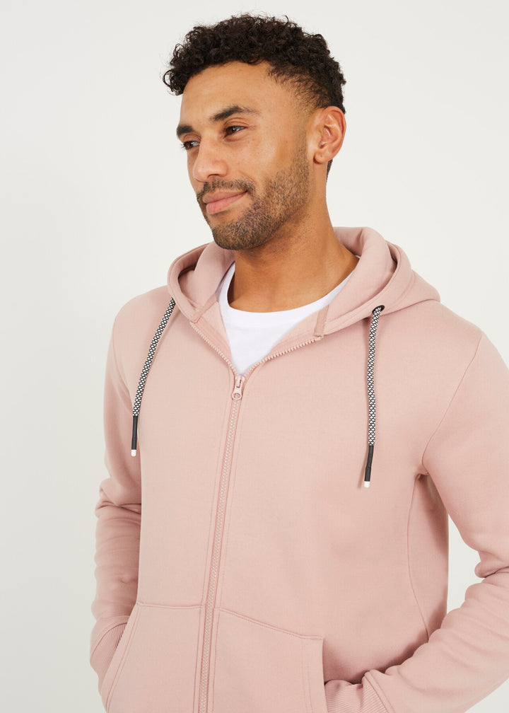 ZIP THROUGH HOODY, DUSKY PINK