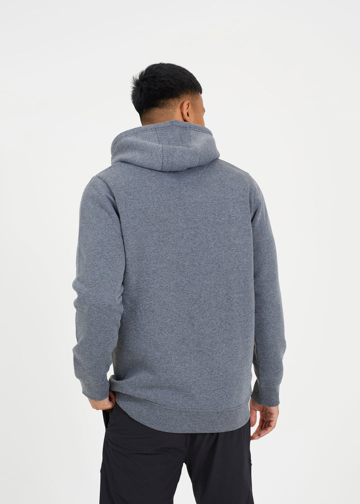 FULL ZIP FASTENING HOODED SWEATSHIRT, CHARCOAL MARL