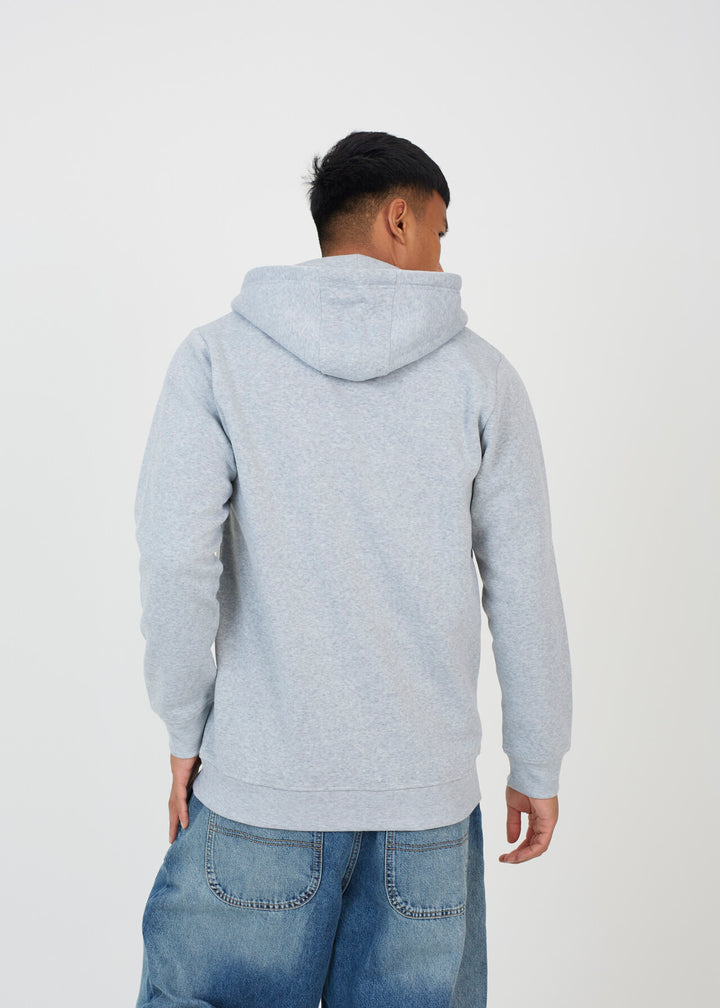 FULL ZIP FASTENING HOODED SWEATSHIRT, LIGHT GREY MARL