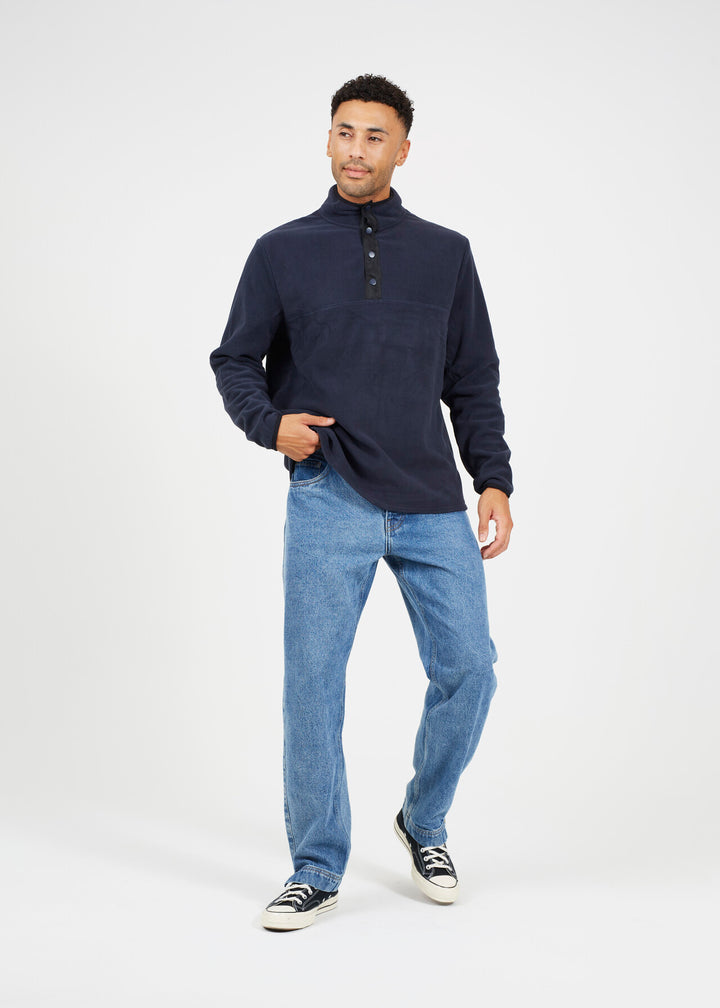 RELAXED FIT QUARTER ZIP FUNNEL NECK FLEECE