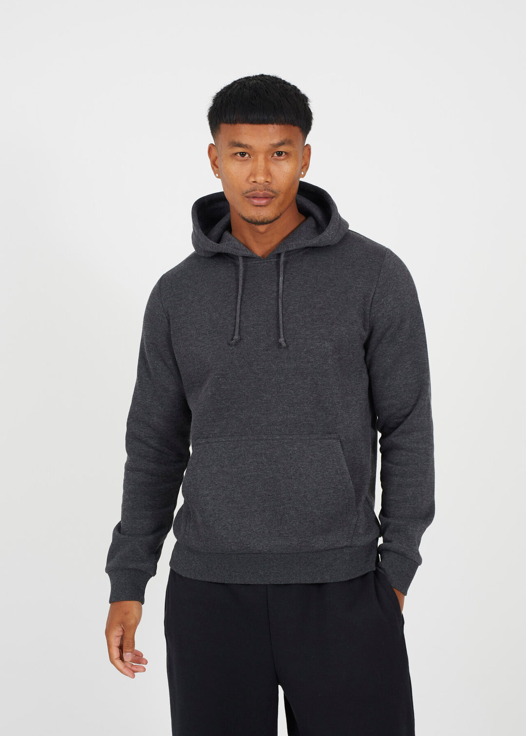 HOODED SWEATSHIRT, CHARCOAL MARL