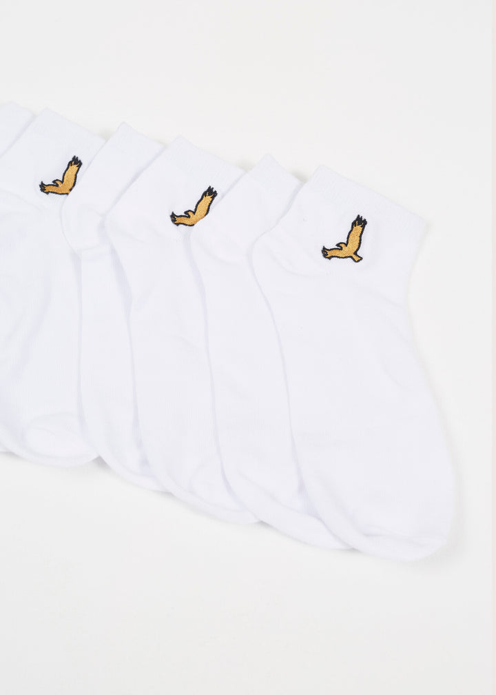 10 PACK SHORT LENGTH EMBROIDERY SOCKS, WHITE