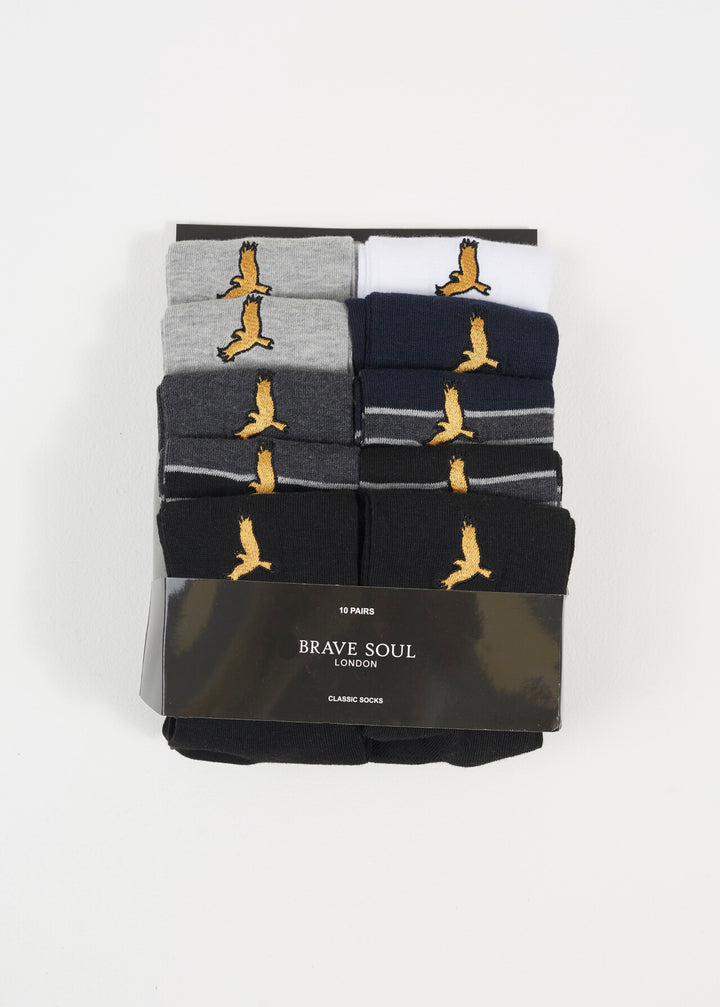 EMBROIDERED STRIPE MULTIPACK SOCKS