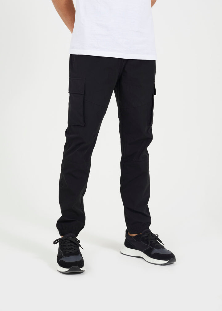 SLIM FIT CARGO TROUSERS, BLACK