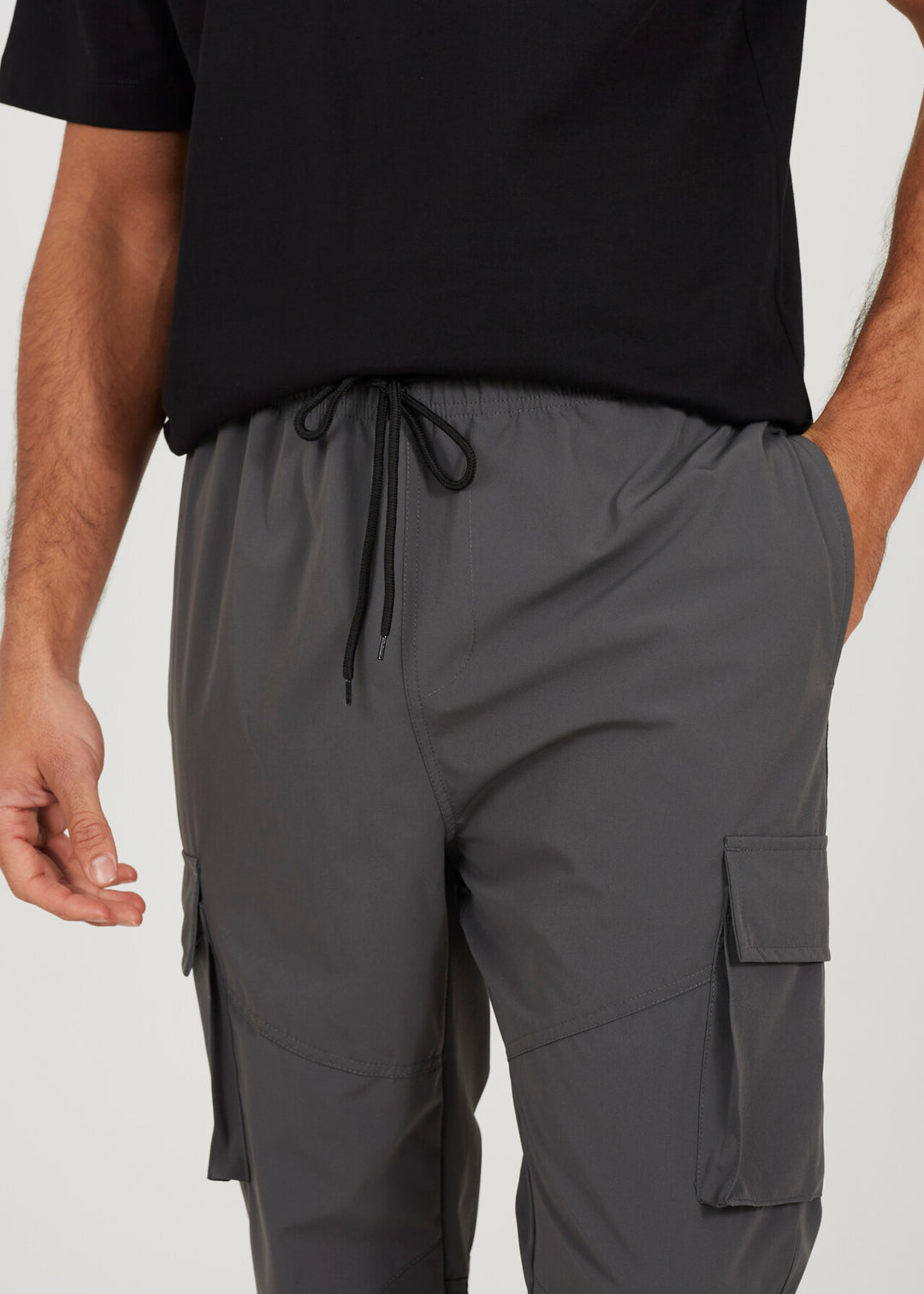 SLIM FIT CARGO TROUSERS, DARK GREY