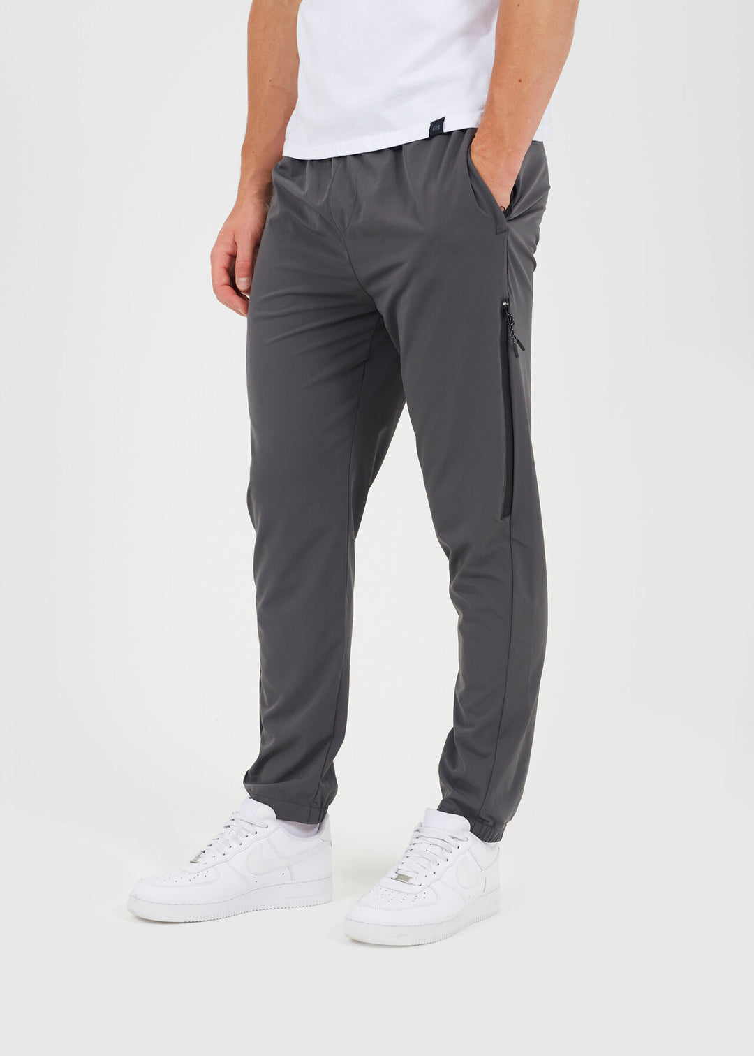 ZIP DETAIL TECH TROUSERS, DARK GREY