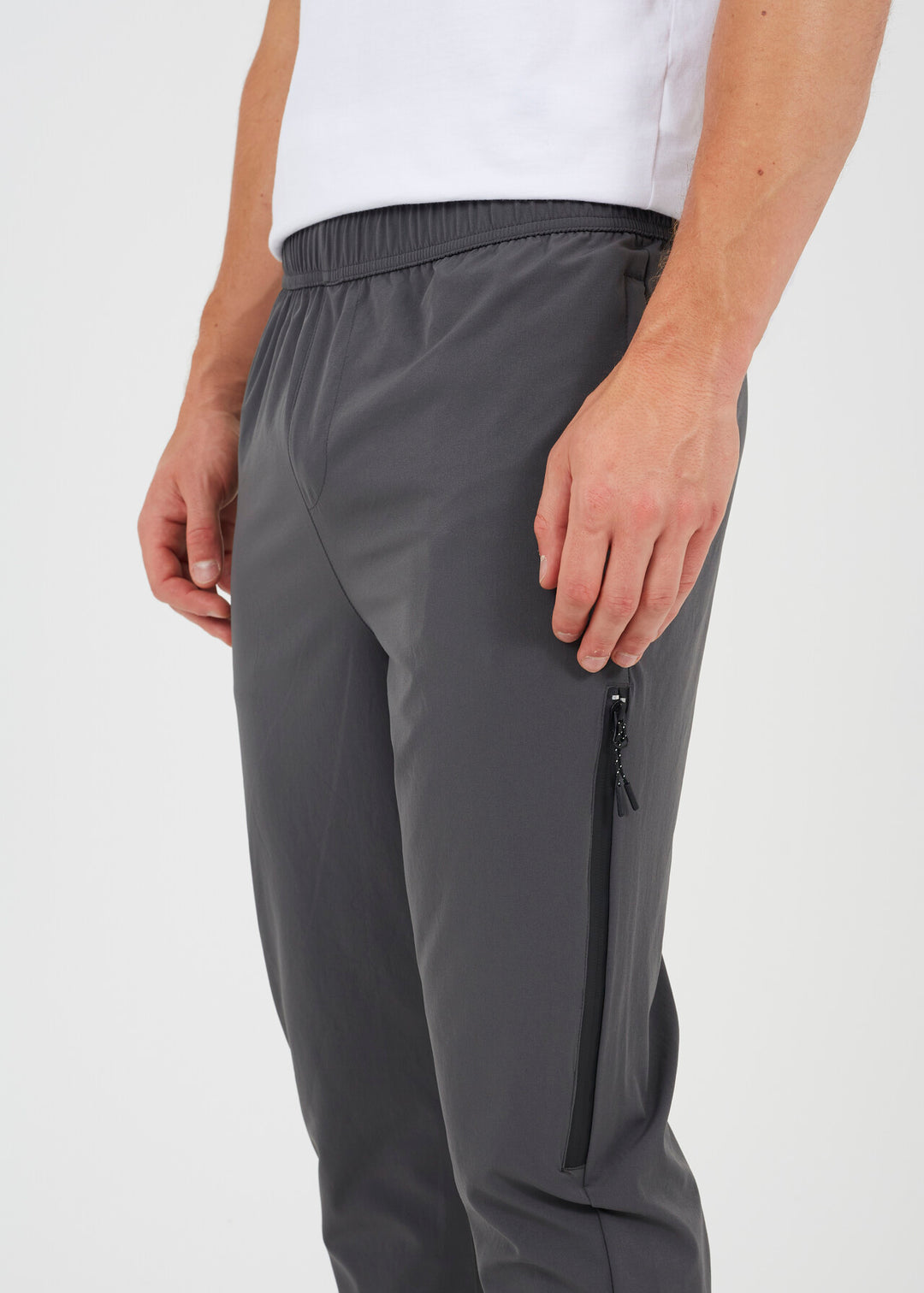 ZIP DETAIL TECH TROUSERS, DARK GREY