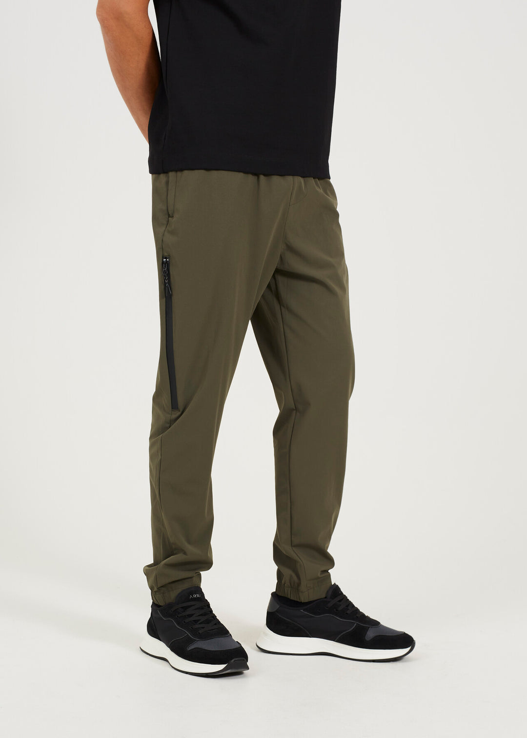 ZIP DETAIL TECH TROUSERS, KHAKI